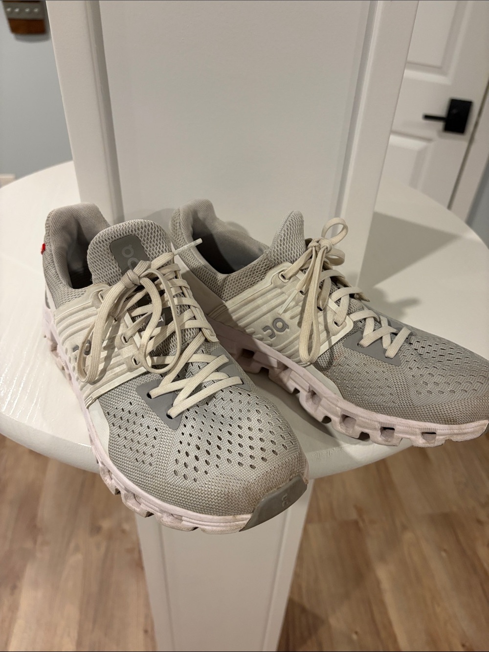 On Running Women's Athletic Trainers in Light Gray and White